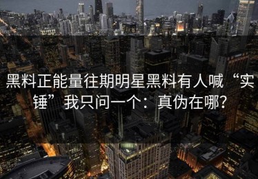 黑料正能量往期明星黑料有人喊“实锤”我只问一个：真伪在哪？