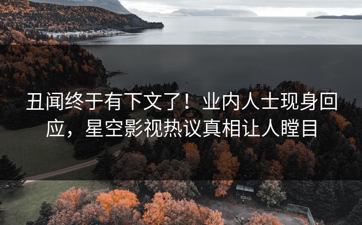 丑闻终于有下文了！业内人士现身回应，星空影视热议真相让人瞠目